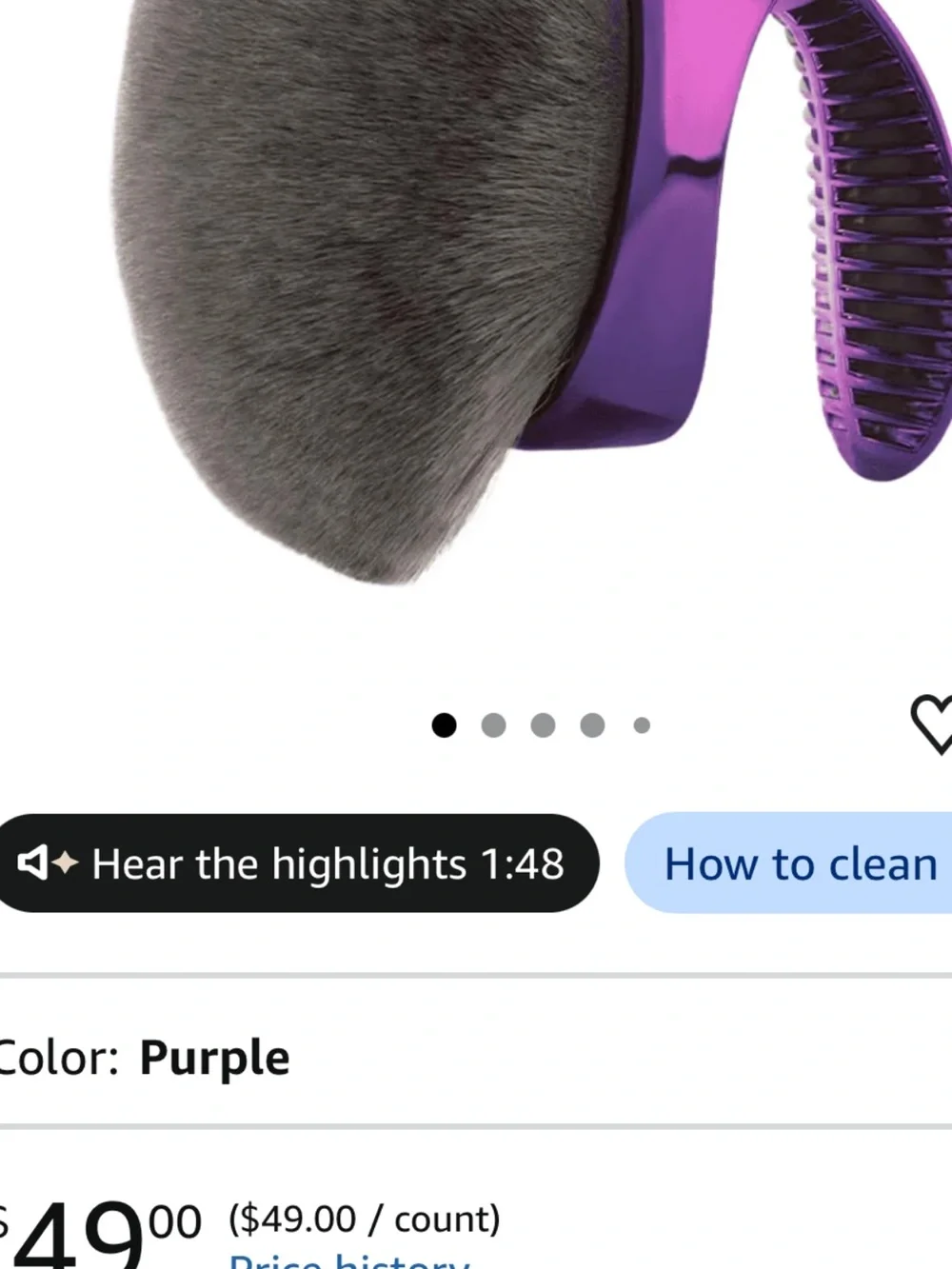 Handheld Dense Powder Brush - Purple Handle with Gray Bristles